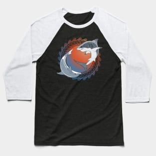 Great White Shark and Dolphin Baseball T-Shirt